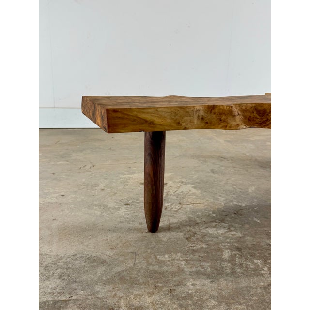 Contemporary Sculpted Burl Natural Edge Coffee Table / Bench – 57” Live Edge Slab For Sale - Image 3 of 5