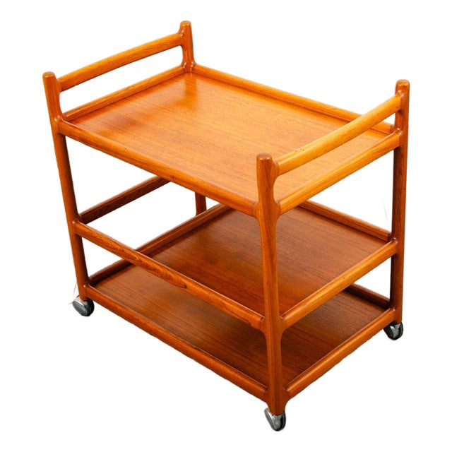 1960s Serving Bar Cart Trolley Johannes Andersen Teak Silkeborg For Sale