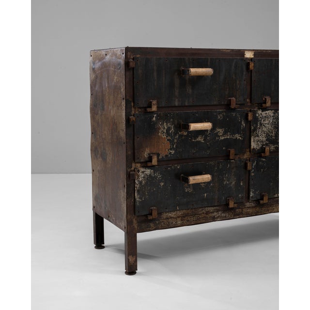 Wood 20th Century French Iron Chest Of Drawers For Sale - Image 7 of 8