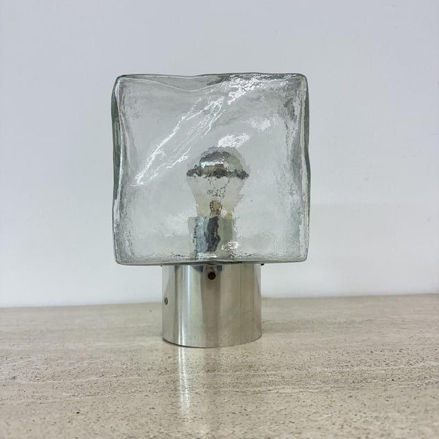 Iced Glass Ceiling Lamp by J.T. Kalmar, 1970s For Sale - Image 3 of 6