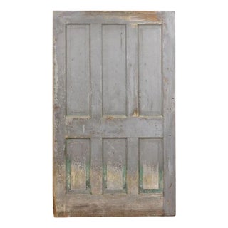 Vintage Oversized Grey Painted Wood Six-Panel Door For Sale