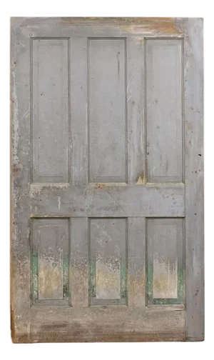 Vintage Oversized Grey Painted Wood Six-Panel Door