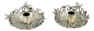 1980s Pair of Silver-Plated Candle Holders by Emilia Castillo, Mexican Modernism