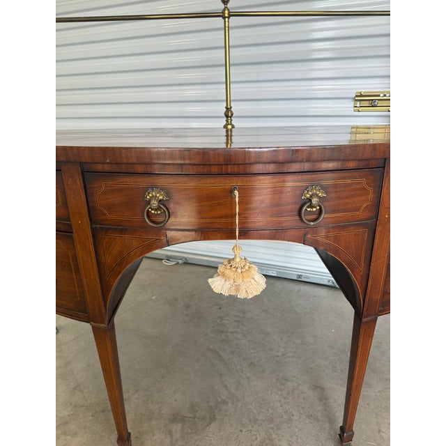 Brown English 18th Century George III Mahogany Demi-Lune Sideboard Circa 1790. For Sale - Image 8 of 14