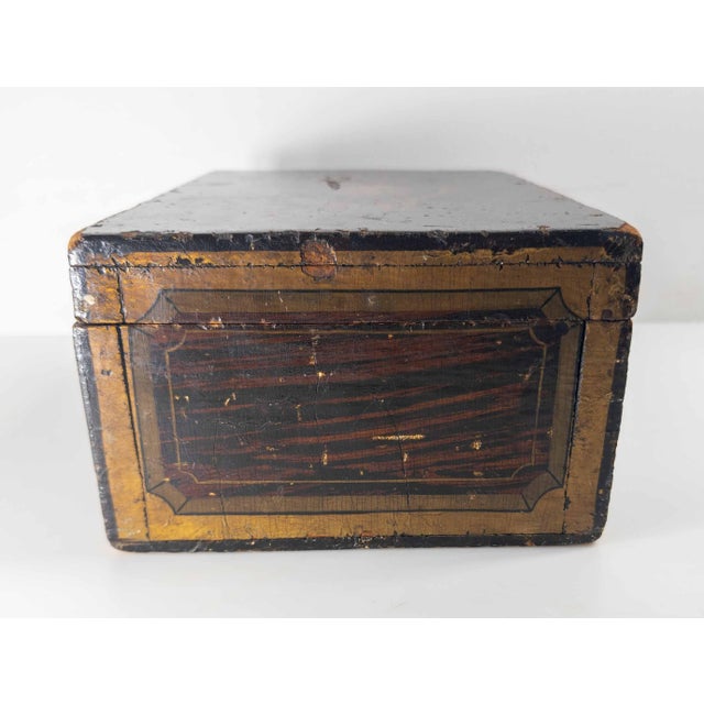 19th Century American Folk Art Grain Painted Document Box With Decoration For Sale - Image 9 of 18