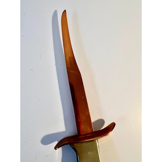Metal Copper and Brass Letter Opener with Hammered Side Handle For Sale - Image 7 of 10