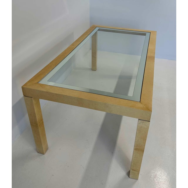 Aldo Tura Italian Art Deco Table in Parchment and Glass attributed Aldo Tura, 1970s For Sale - Image 4 of 8