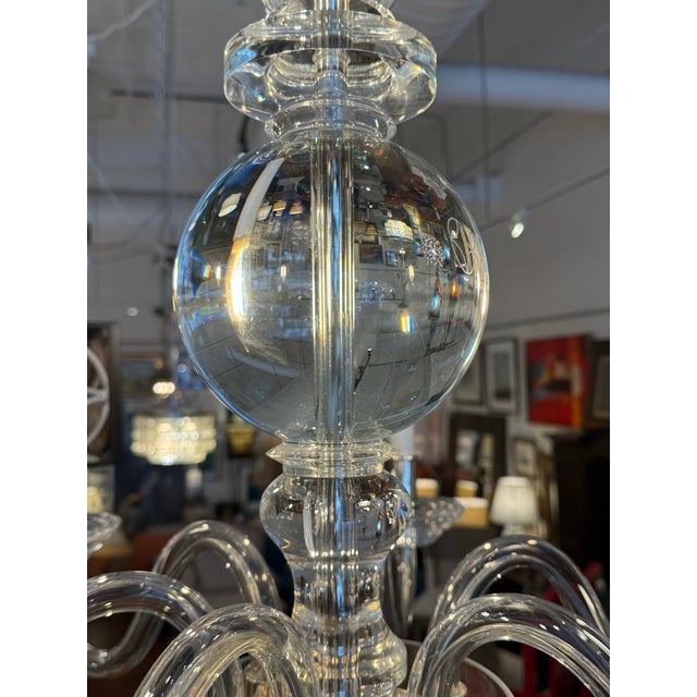Transparent Chapman & Myers for Visual Comfort George II Polished Nickel + Glass Chandelier For Sale - Image 8 of 12
