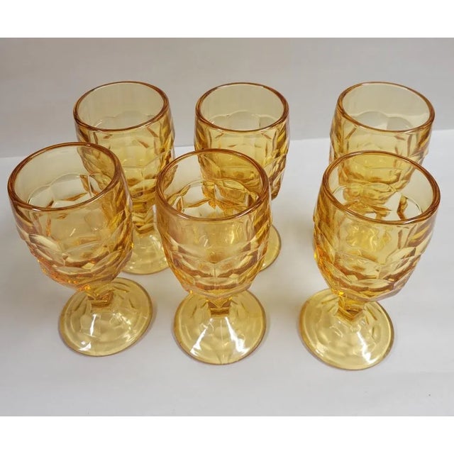 Mid-Century Modern 1960's Georgian Amber Wine Glasses by Viking Glass Company - Set of 6 For Sale - Image 3 of 7