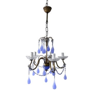 Lavender Purple Opaline Drops Beads French One of a Kind Chandelier Rare For Sale