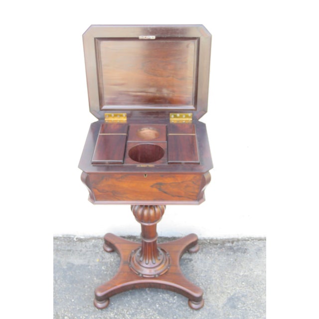 Late 1800s English Rosewood Teapoy Tea Caddy Table 6064 For Sale - Image 13 of 18