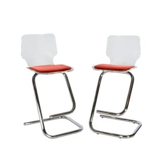 1970s Modern Lucite Bar Stools - a Pair For Sale