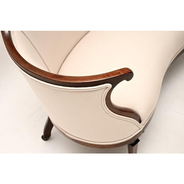 Wood Antique Edwardian Inlaid Settee, 1880 For Sale - Image 7 of 11