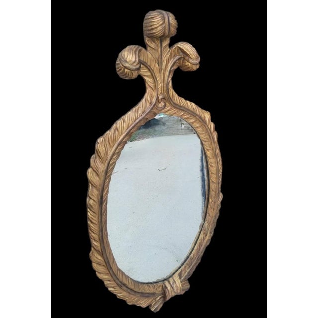 Baroque Vintage John Richard Limited Edition Gold Gilt Plume Oval Wall Mirror For Sale - Image 3 of 10