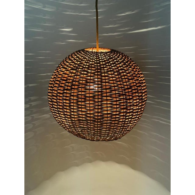 Hand-Woven Willow Ball Pendant, 1970s For Sale - Image 9 of 10