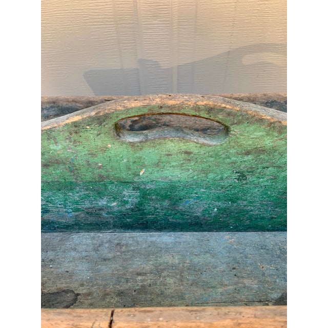 Antique Farmhouse Green Wooden Trug For Sale In South Bend - Image 6 of 12