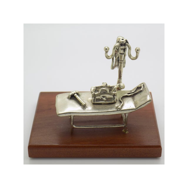 Vintage Italian Silver Doctors Cabinet Scene on Wooden Base attributed to Sacchetti, 1970s For Sale - Image 13 of 13