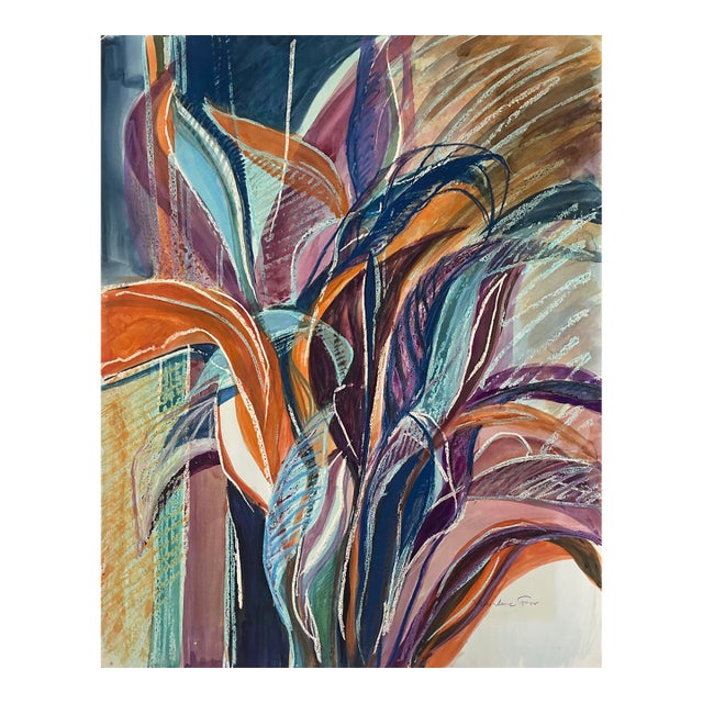 House Plant Watercolor by Knoxville Artist Marilene Foxx For Sale