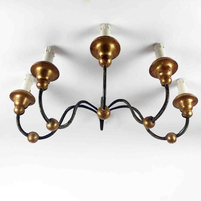 Antique Iron 5-Light Wall Lamp For Sale - Image 6 of 9