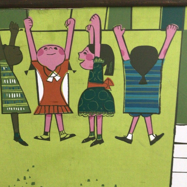 1963 David Weidman Framed Vinyl on Masonite Silkscreen of “Children at the Playground ” For Sale - Image 11 of 12