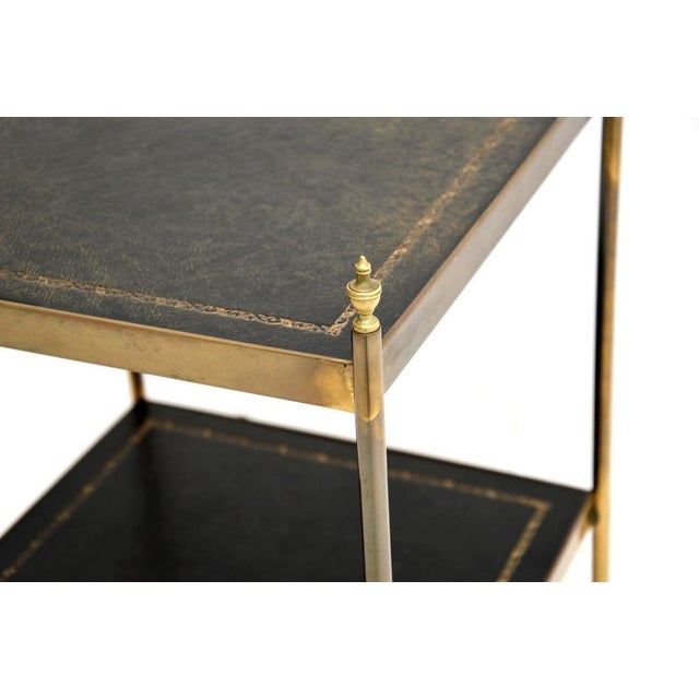 Metal Vintage Brass and Leather Side Table, 1960s For Sale - Image 7 of 9