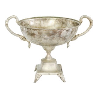 Large Vintage Silverplate Patinated Urn Jardinière For Sale