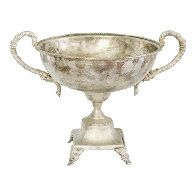 Large Vintage Silverplate Patinated Urn Jardinière For Sale