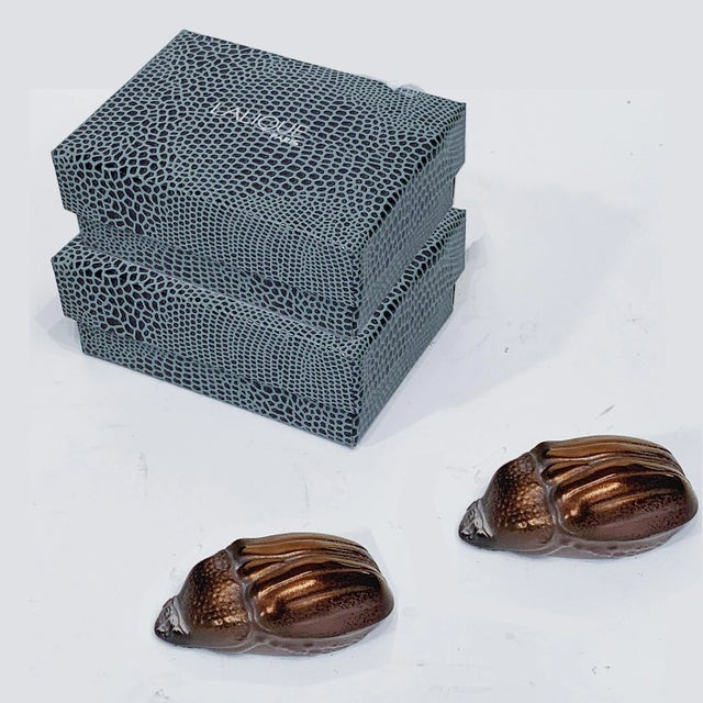 Mid 20th Century Mid 20th Century Lalique Egyptian Revival Scarabs in Boxes - a Pair For Sale - Image 5 of 7