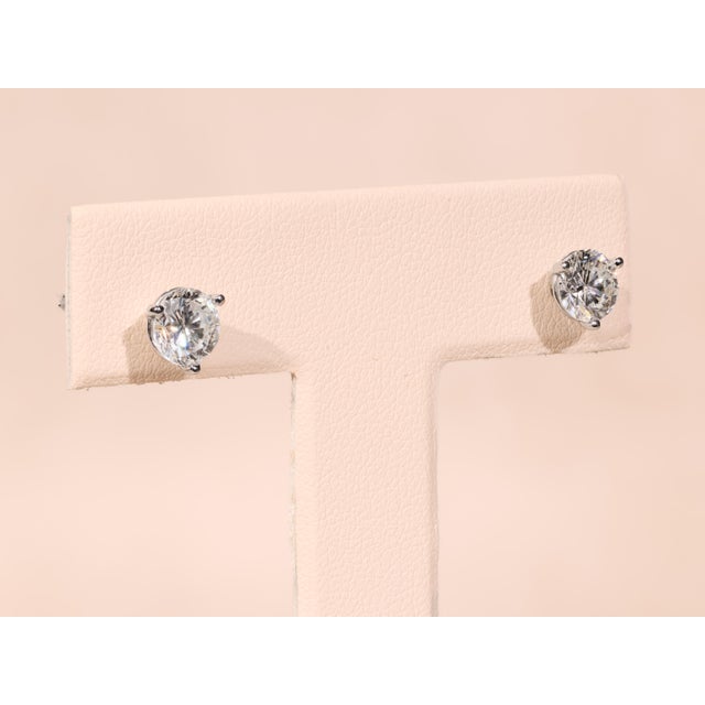 Metal The Virgil Village: 1.96 Carat Total Weight Diamond Stud Earrings in Platinum Martini Settings, 2 Pieces For Sale - Image 7 of 10
