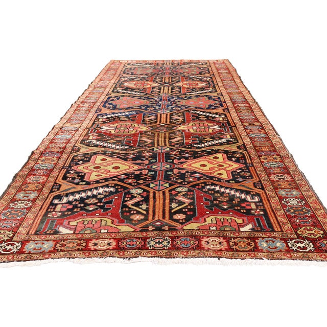 Mid-Century Modern Late 19th Century Persian Heriz Rug, 04'06 X 11'09 For Sale - Image 3 of 10