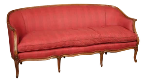 French Louis XV Style Walnut Upholstered Sofa