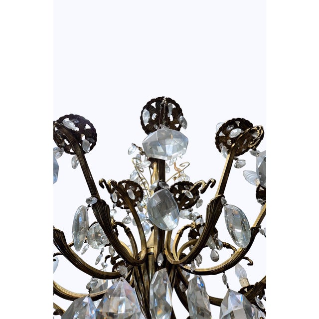 Eighteen-Light King Umberto of Savoy Chandelier in Bronze and Crystal, 1890s For Sale - Image 12 of 14