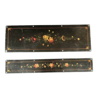 Antique Architectural Salvage Still Life Roses and Flowers Hand-Painted on Metal Panels For Sale
