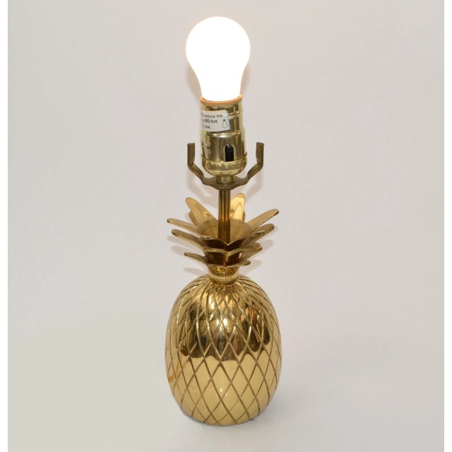 Metal Hollywood Regency Sculptural Polished Bronze Pineapple Table Lamp For Sale - Image 7 of 13