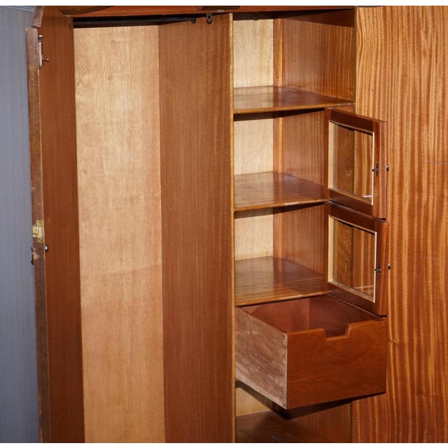 English Art Deco Queen Anne Burr Walnut Wardrobe, 1920s For Sale - Image 9 of 18