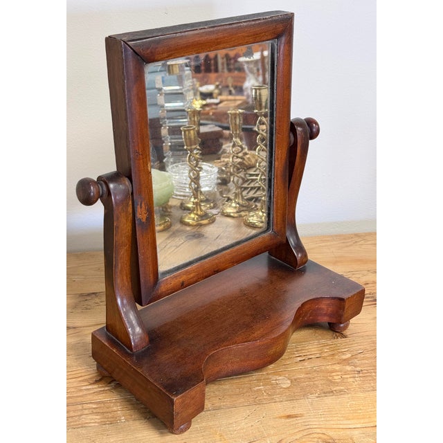 Antique Tabletop Wood Shaving Mirror on Stand For Sale - Image 4 of 9