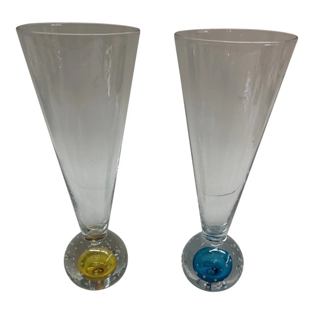 Vintage Pilsner Glass Controlled Bubble Base a Pair Chairish