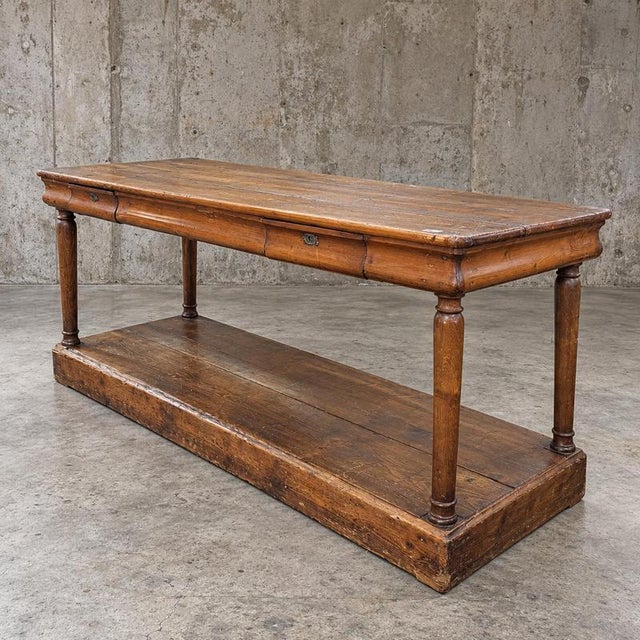 2000 - 2009 Antique French Drapers Table in Pine, 1900s, Set of 2 For Sale - Image 5 of 8