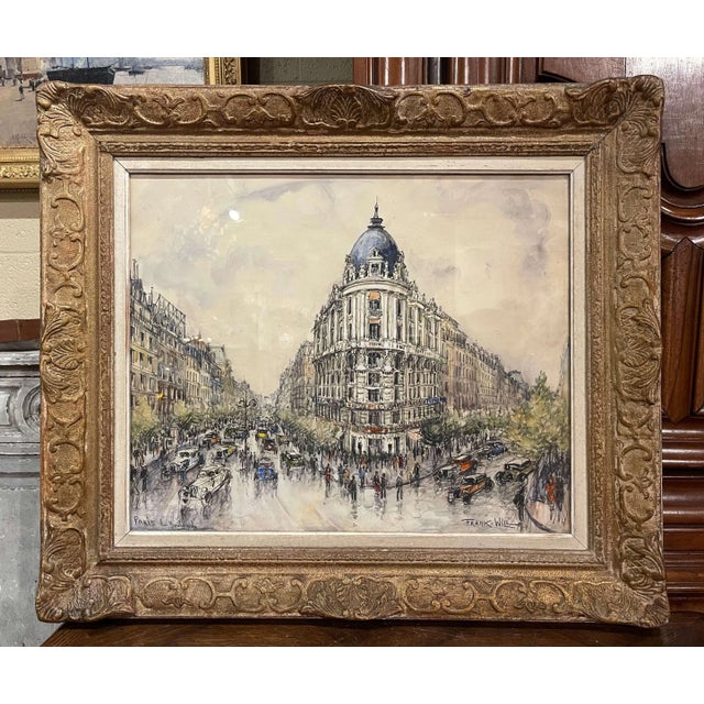 Paint Early 20th Century Framed Watercolor "Paris Les Boulevards" Signed Frank Will For Sale - Image 7 of 13