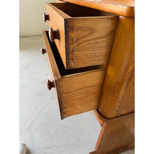 1940s Art Deco Solid Oak Cabinet Chest on Pedestal Base For Sale - Image 9 of 12