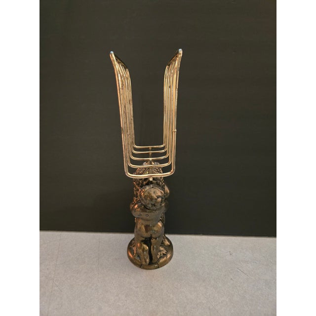 Vintage Mid Century Cherub Angel Brass Towel Holder For Sale - Image 4 of 8