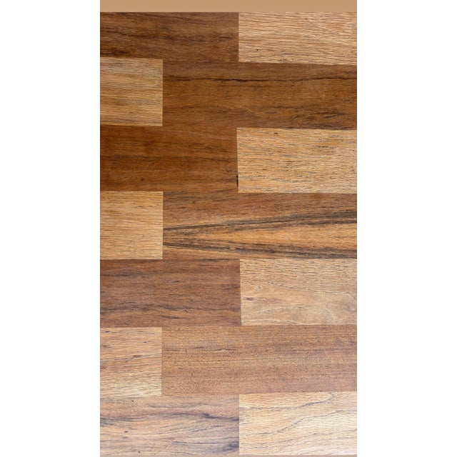 Mid-Century Modern Organic Modern Minimalist Mid Century Lane Brutalist Platform Coffee Table Interlocking Contrasting Inlayed Top and Slab Base For Sale - Image 3 of 12