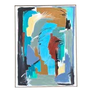 Vintage Original Abstract Oil on Canvas For Sale