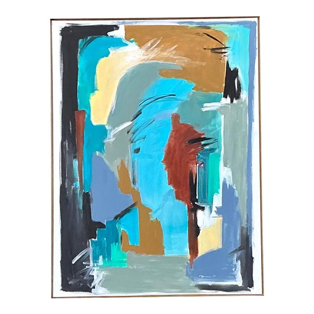Vintage Original Abstract Oil on Canvas For Sale