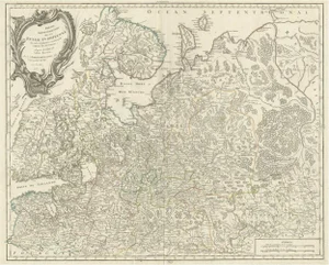 Antique Map of the Northwestern Part of Russia in Europe, 1753