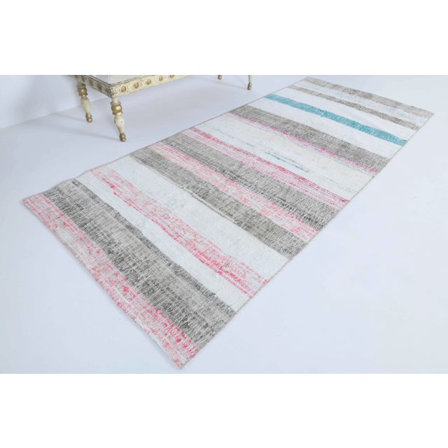 1970s Vintage Turkish Hand-Knotted Wool Cotton Beige Kilim Runner For Sale - Image 5 of 11