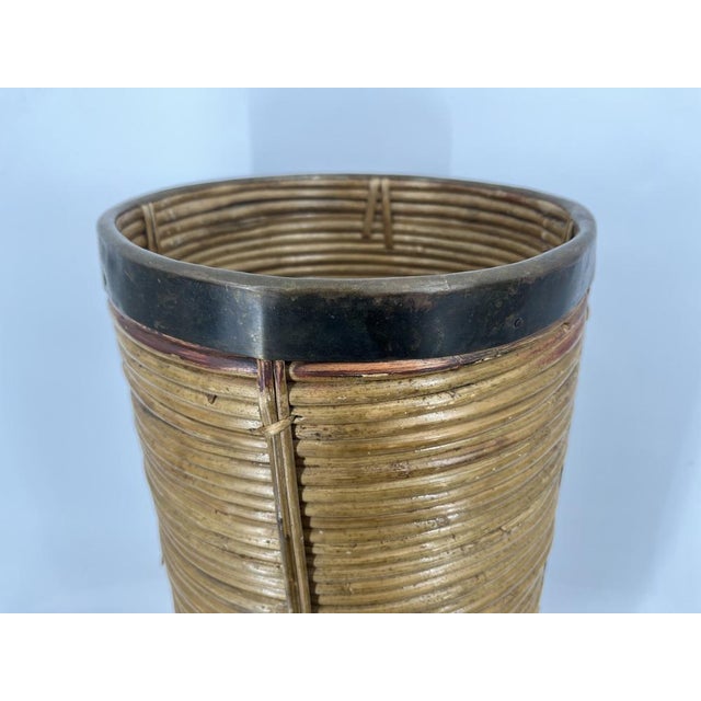 Italian Copper and Bamboo Umbrella Stand, 1960s For Sale - Image 6 of 8