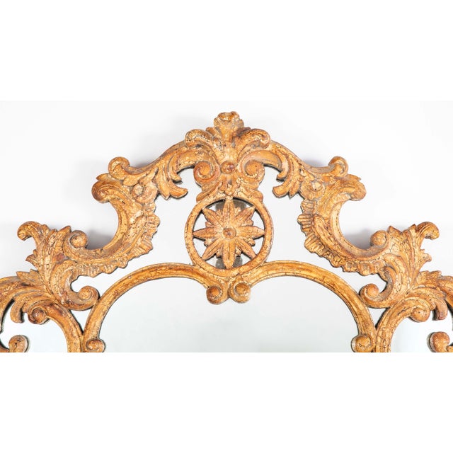 1950s French Rococo Style Carved and Gesso Wood Mirror, Large Scale For Sale - Image 5 of 12