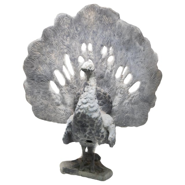 Pewter Peacock Garden Statue For Sale - Image 13 of 13