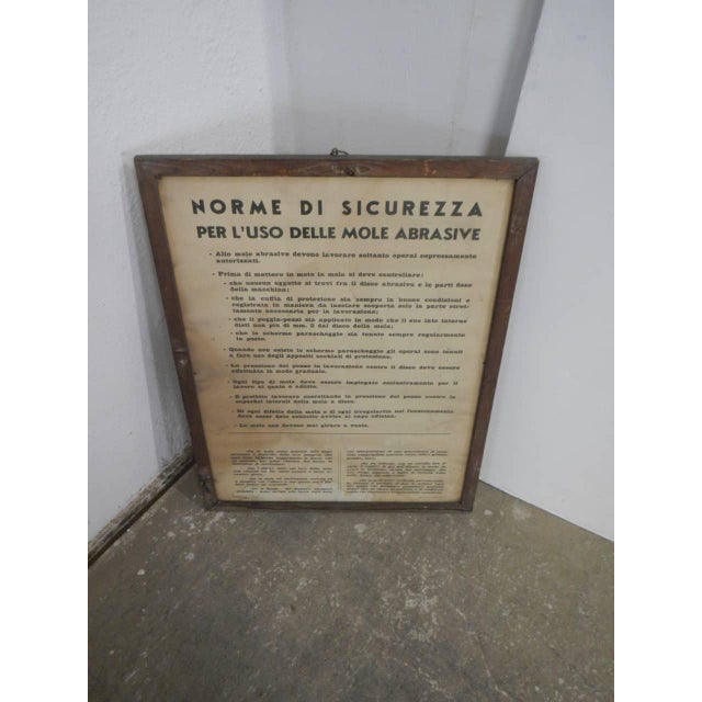 Textile Industry Safety Regulations Sign, 1960, in Worn conditions. Designed 1960 to 1969 This piece has an attribution...